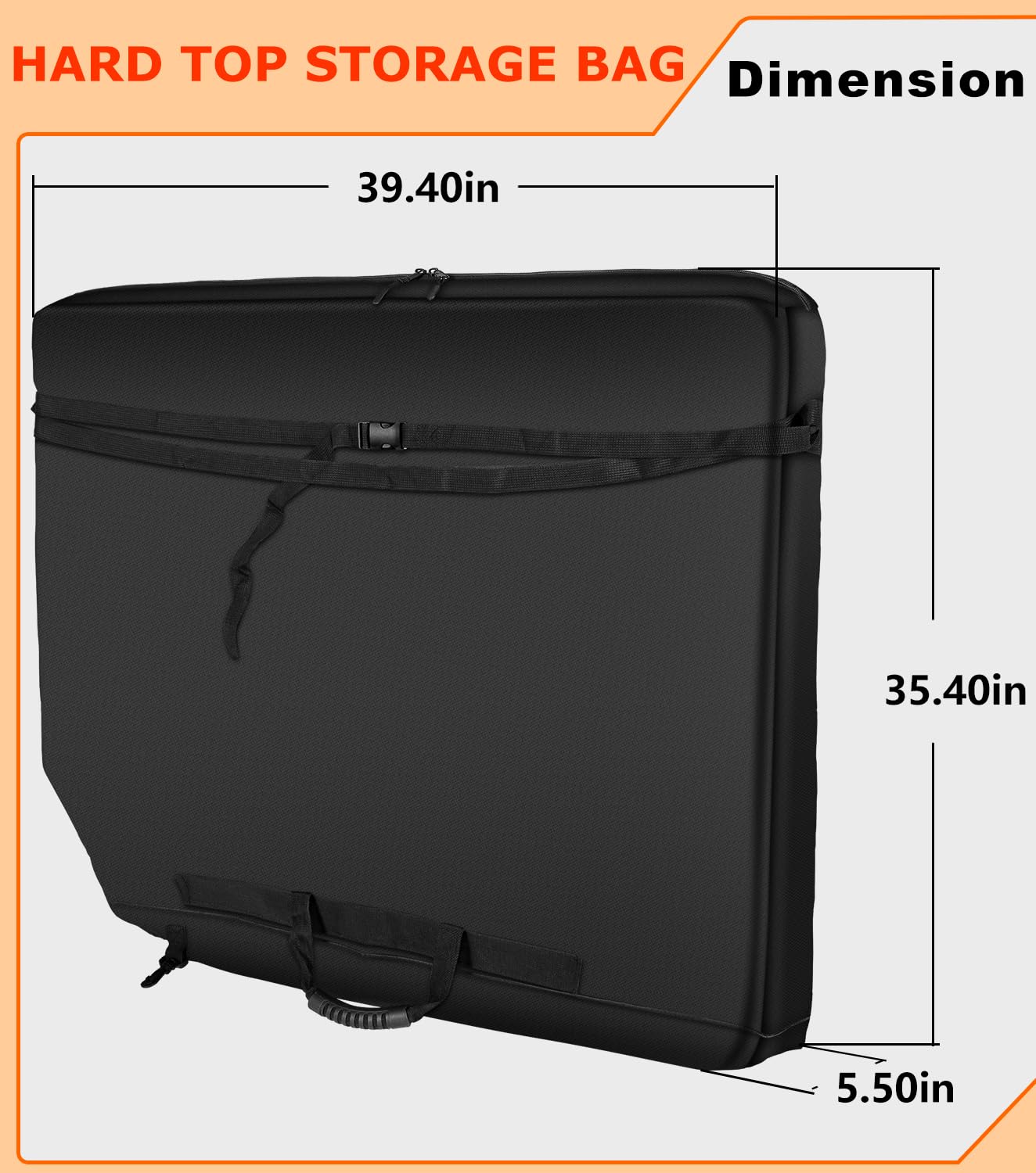 Outside carry handle in use on Camoo storage bag for easy removal