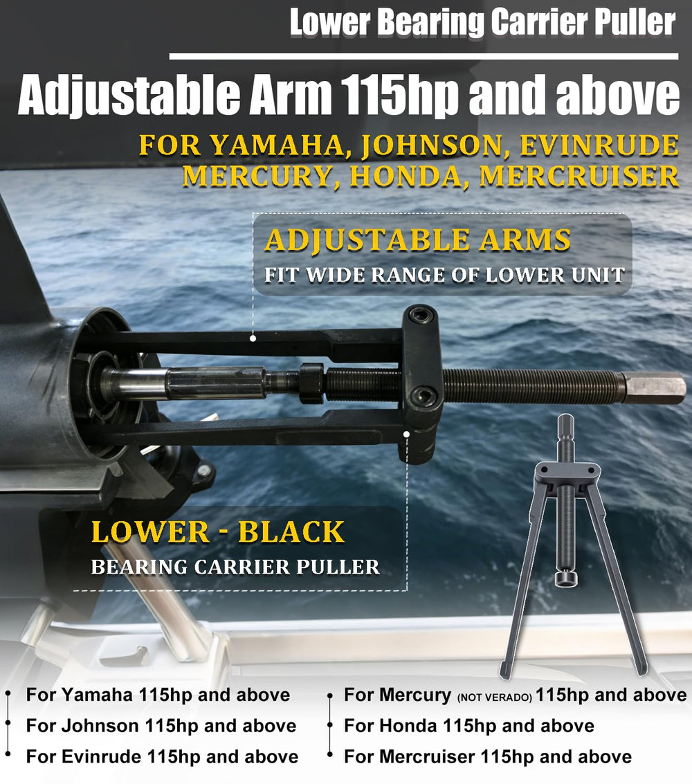 Camoo puller demonstrates adjustable arms for varied gearcases