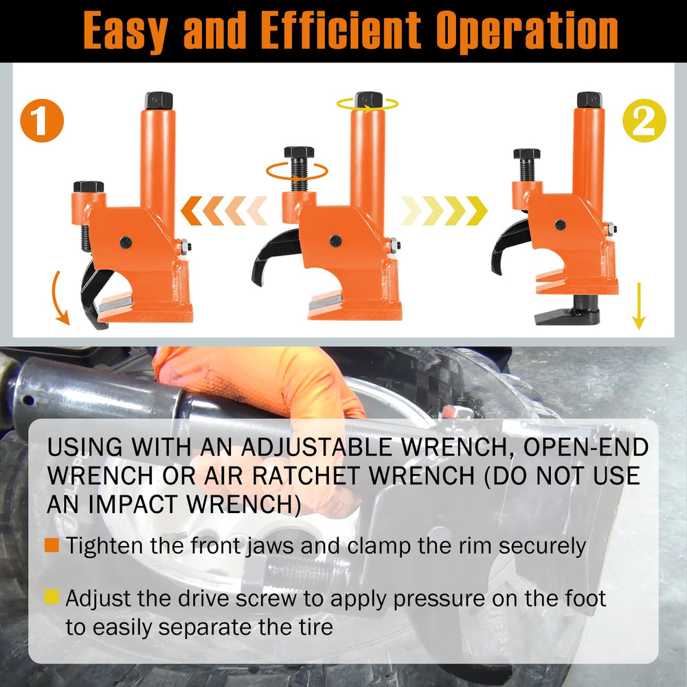 Camoo bead breaker 38-42 inch tire setup demonstrates versatile compatibility