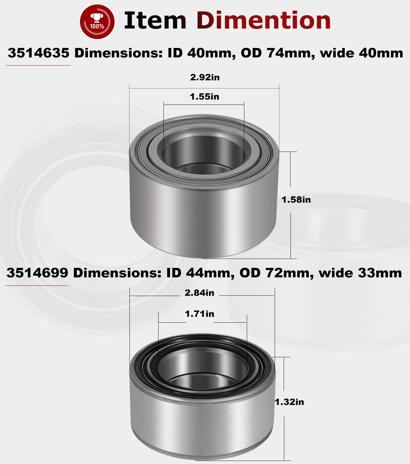 Camoo Polaris Ranger rear bearing close-up highlights robust sealing for harsh conditions.