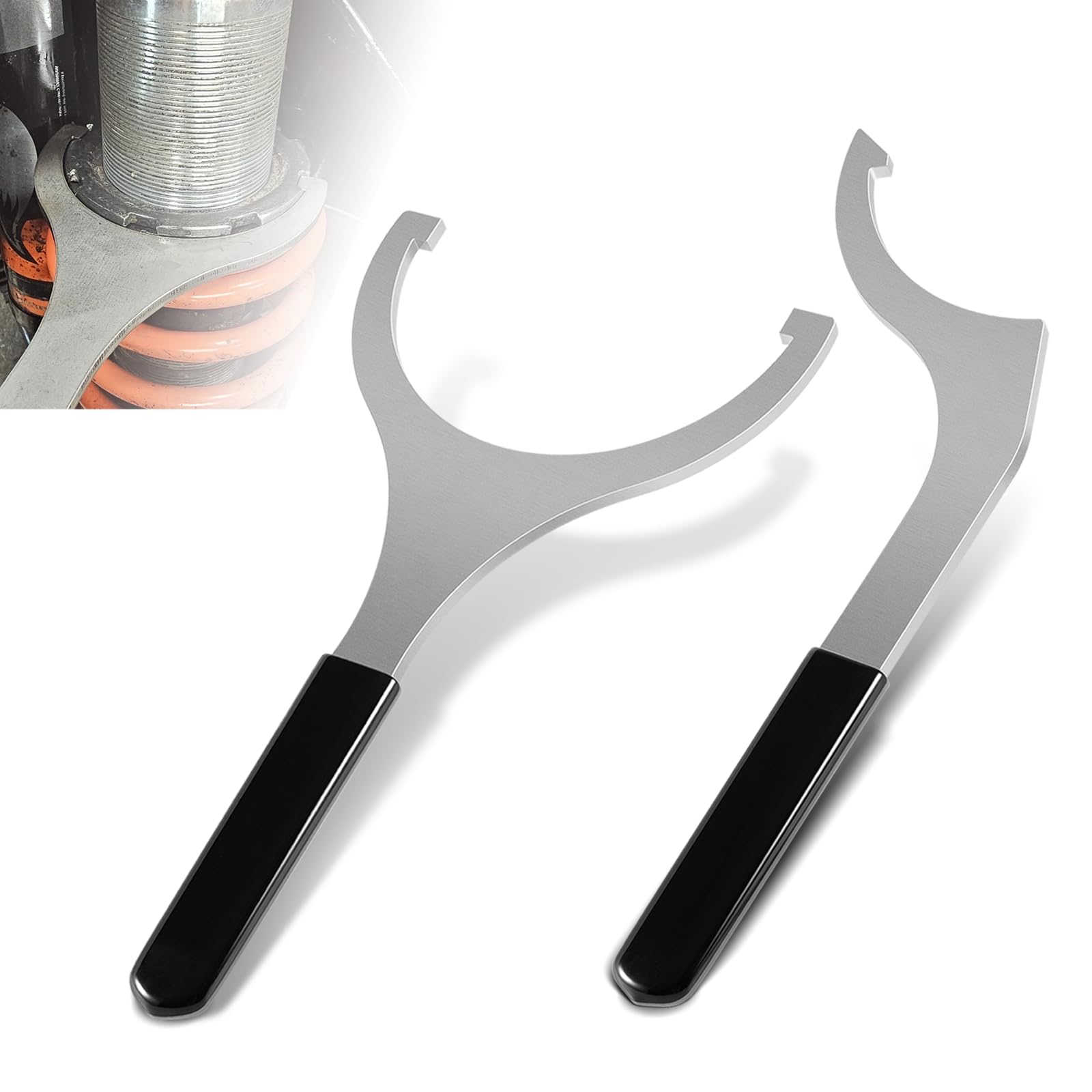 Camoo 2.5-inch spanner wrench for Fox shocks enabling quick preload adjustments.