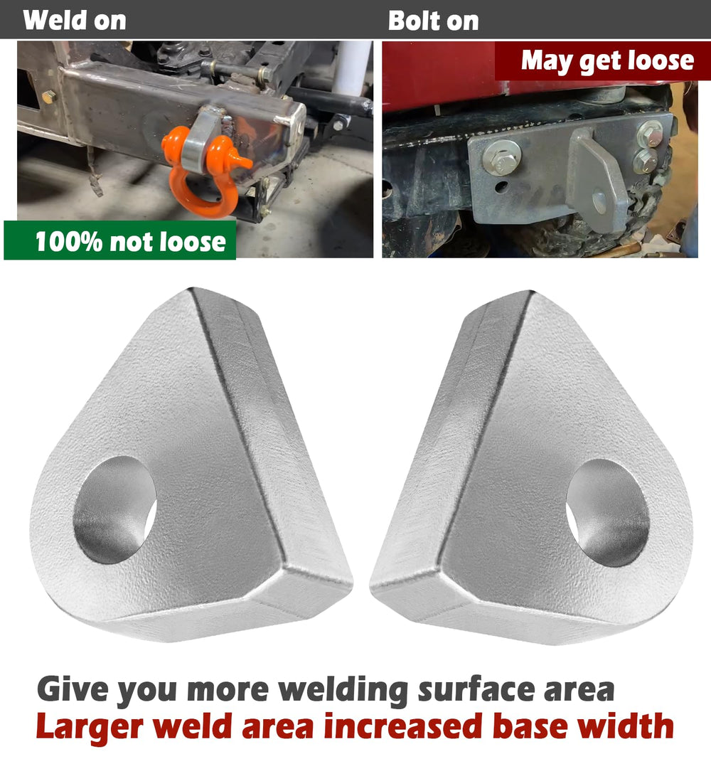 Camoo weld-on shackle clevis mount provides a strong tow point for heavy loads.