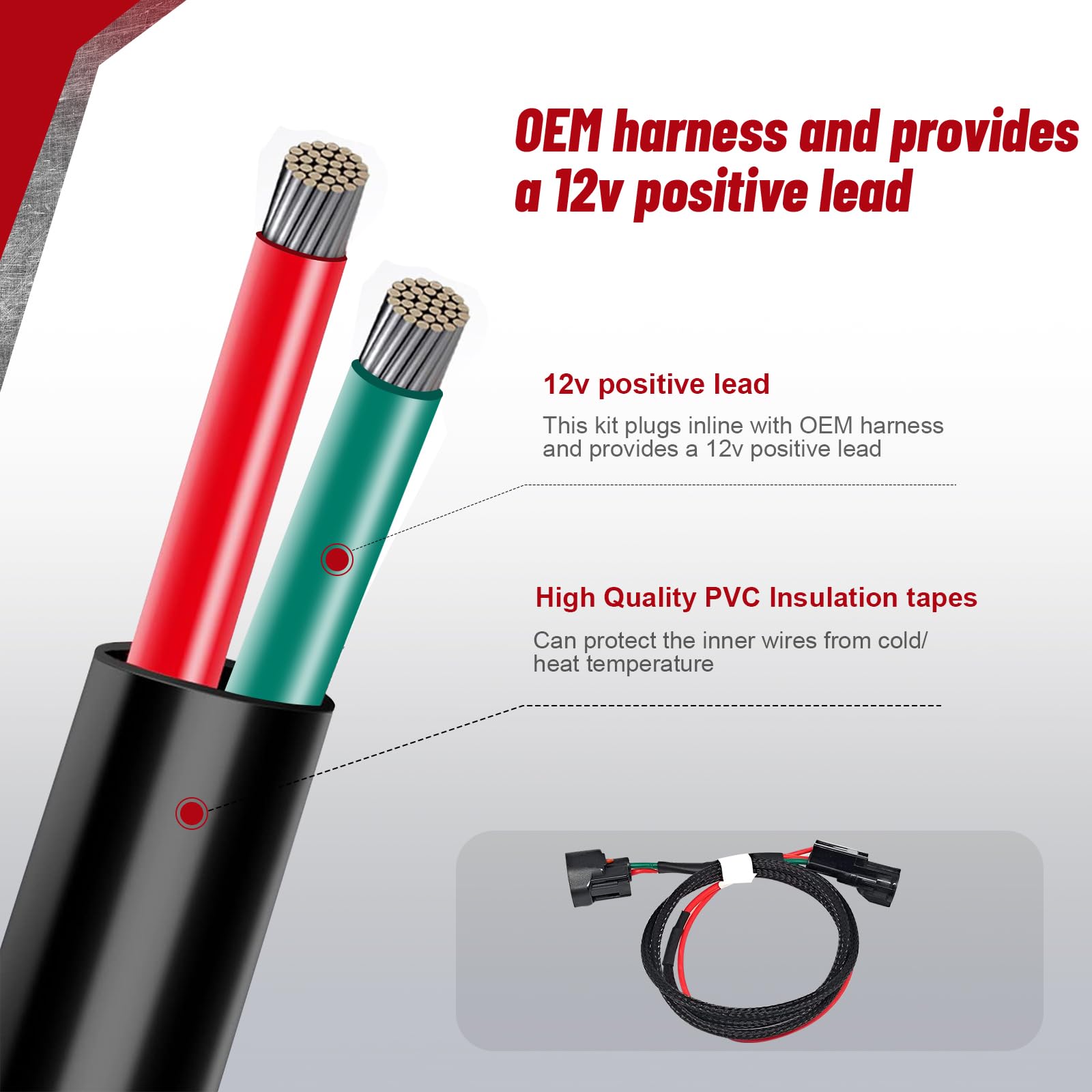 Camotokiit Key-on Power Harness – 12V lead output for accessories