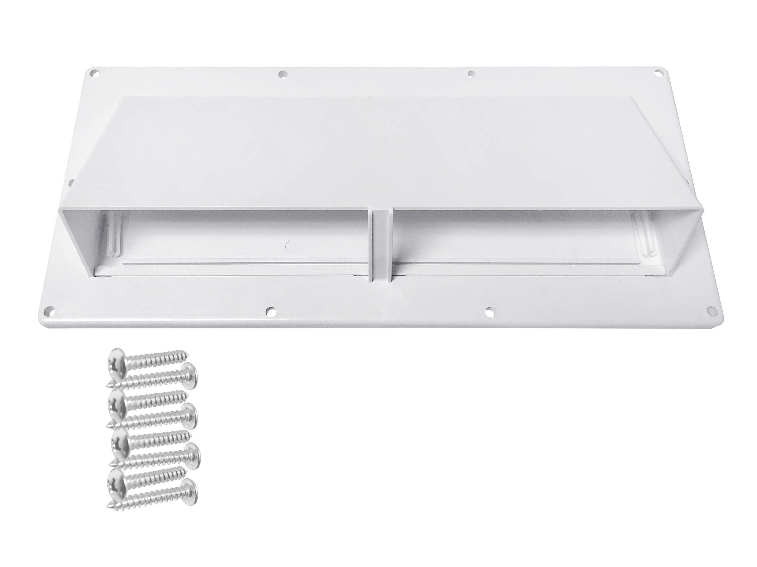 Camp'N RV Exhaust Vent Cover front view shows durable white finish for rugged RV exteriors.