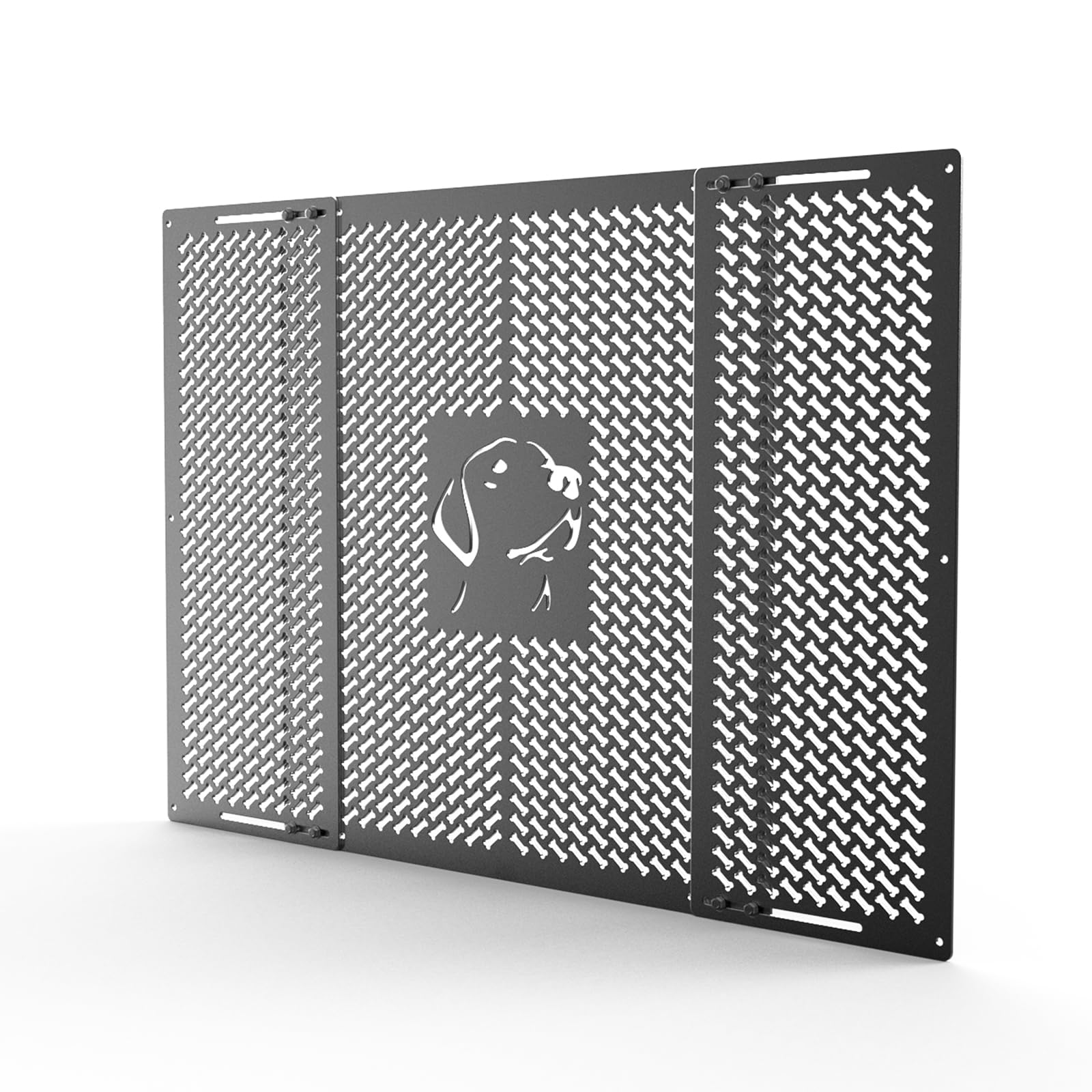 CAMPER MATTERS RV screen door grille with dog-friends design keeps pets safe while camping.