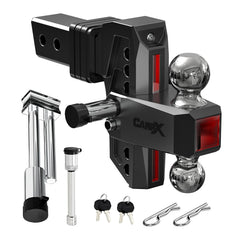 CampX adjustable trailer hitch in 2.5 inch receiver for precise height alignment