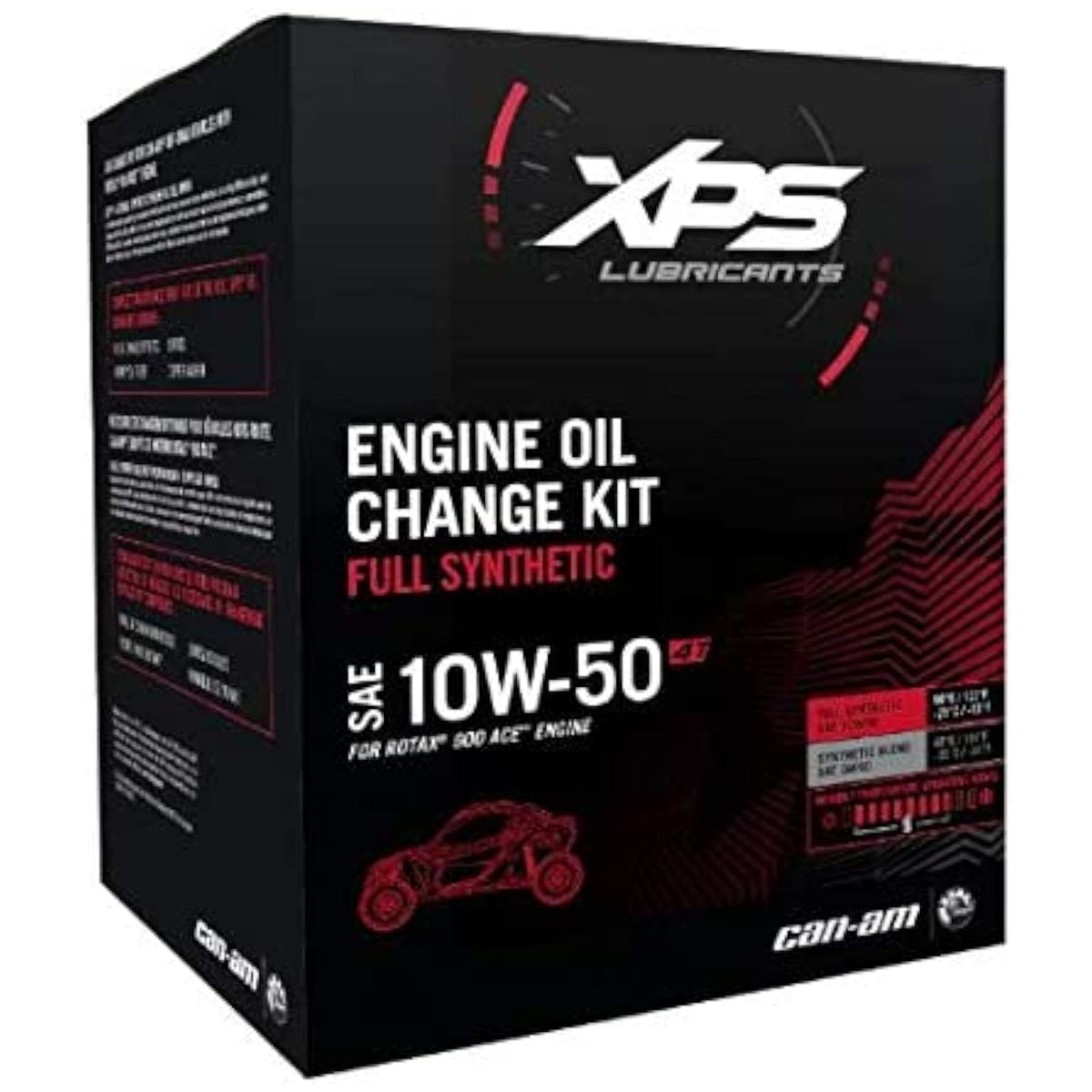 Can-Am OEM 4T 10W-50 oil change kit box view for Rotax 900 ACE, ready for service.