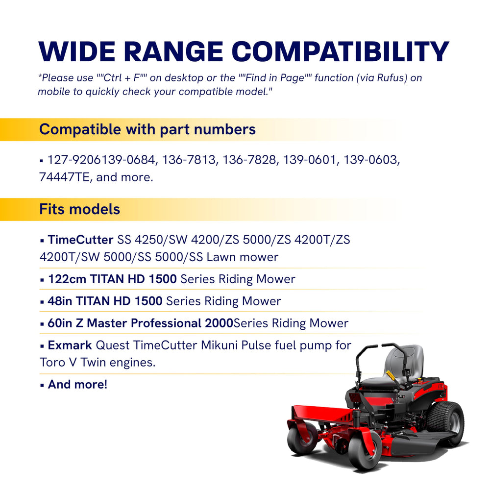 Canamax compatibility with Toro Exmark TimeCutter and TITAN HD models.
