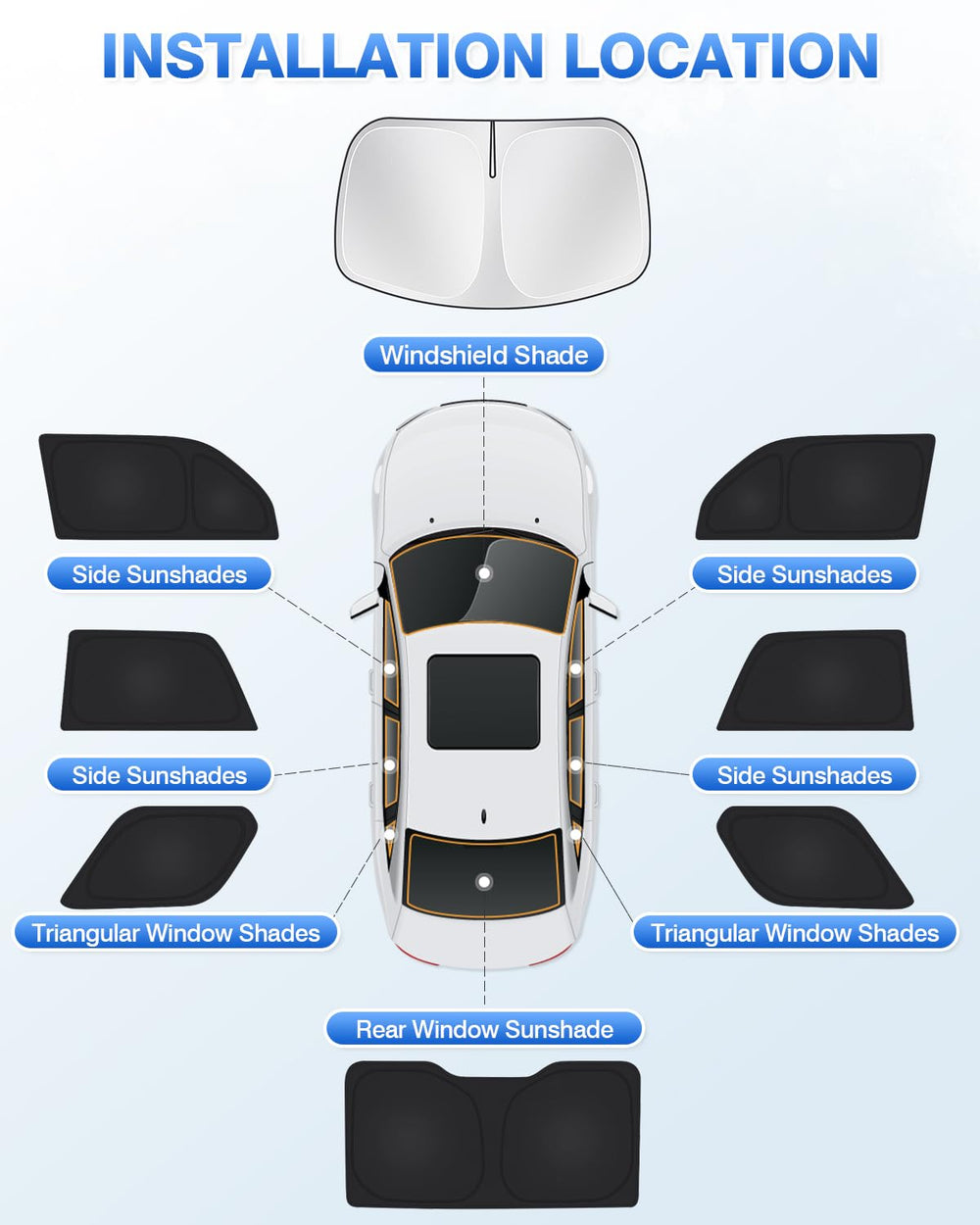 Protects interior from sun and reduces interior temperature.