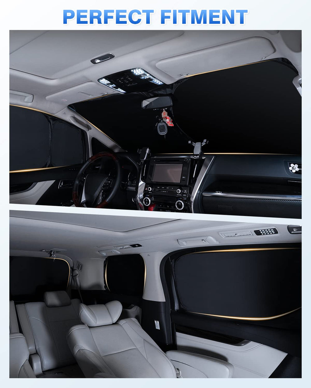 Canvcle Rav4 full-coverage sunshade set creates a darker interior for naps.