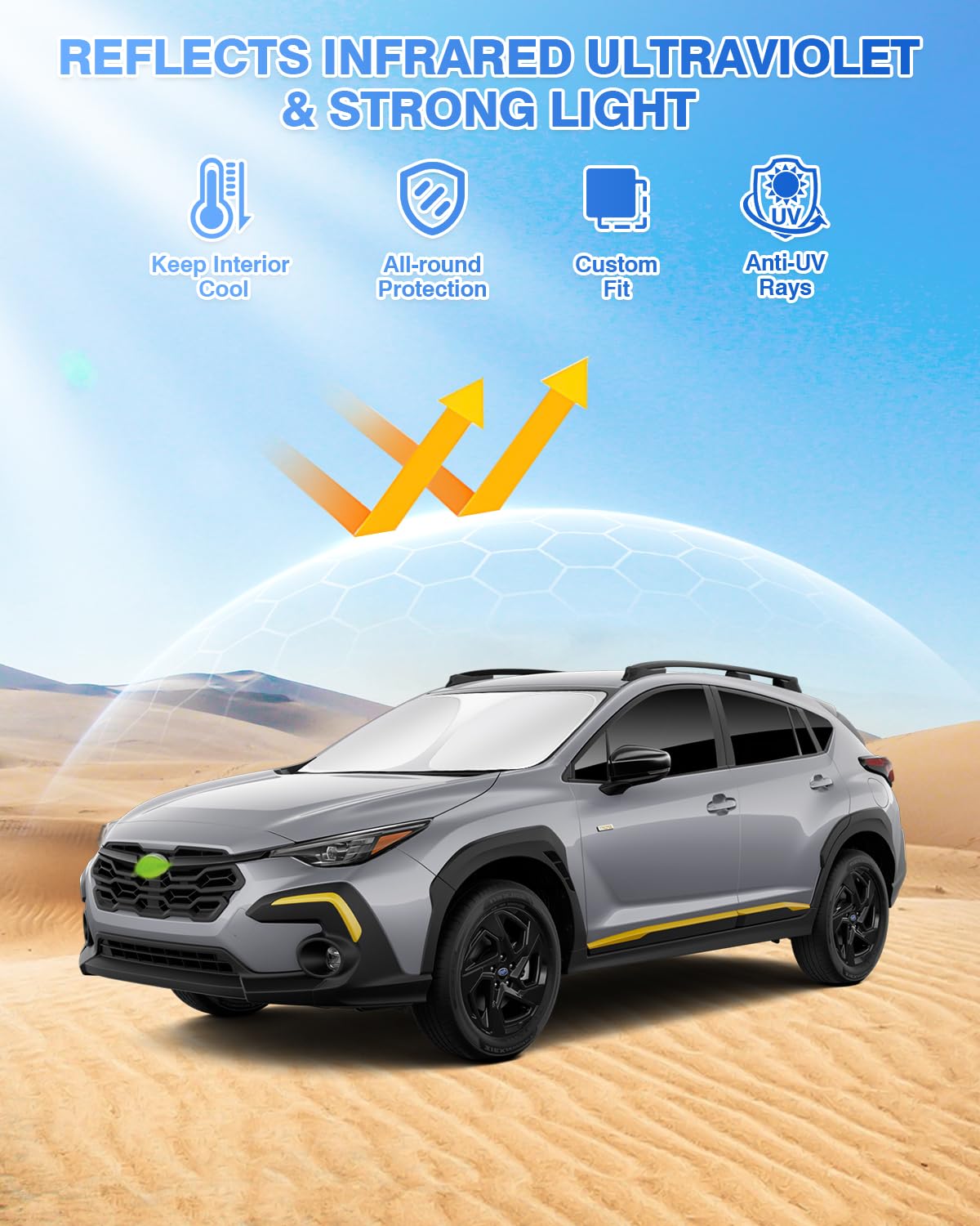 Canvcle sunshades for Subaru Crosstrek front side windows provide UV protection and comfort.