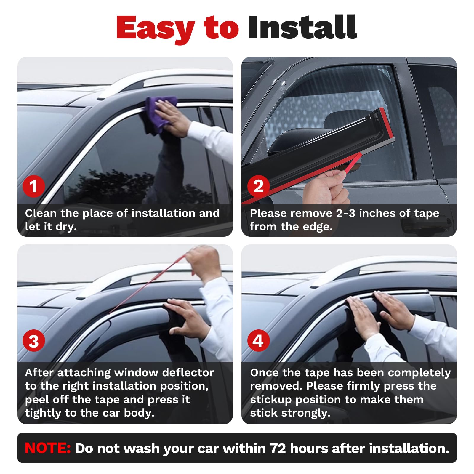 Canvcle vents maintain airflow with cracked windows while blocking rain.