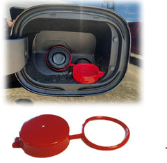 Cap & Shield tethered capless cover, red, 2.375 inch ID, protecting against dust.