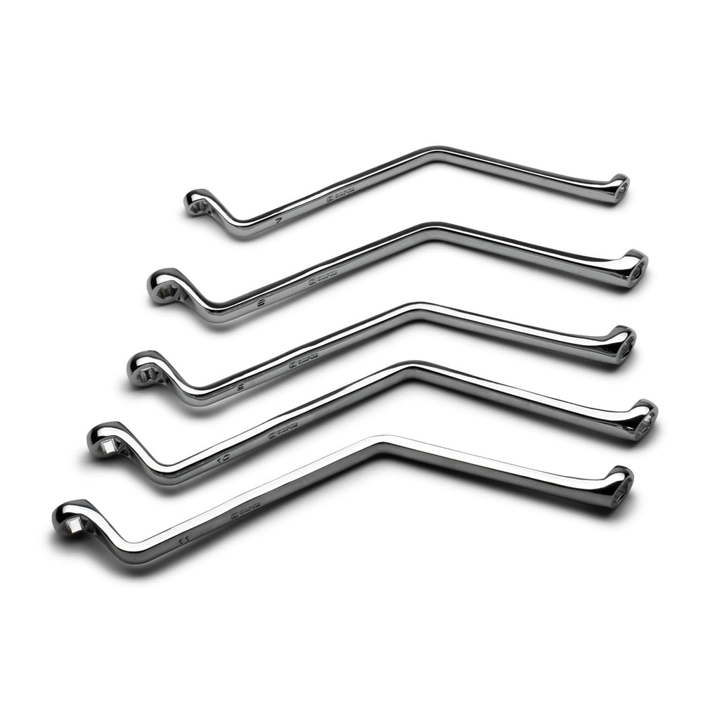 Capri Tools brake bleeder wrench with 45-degree offset for valve access