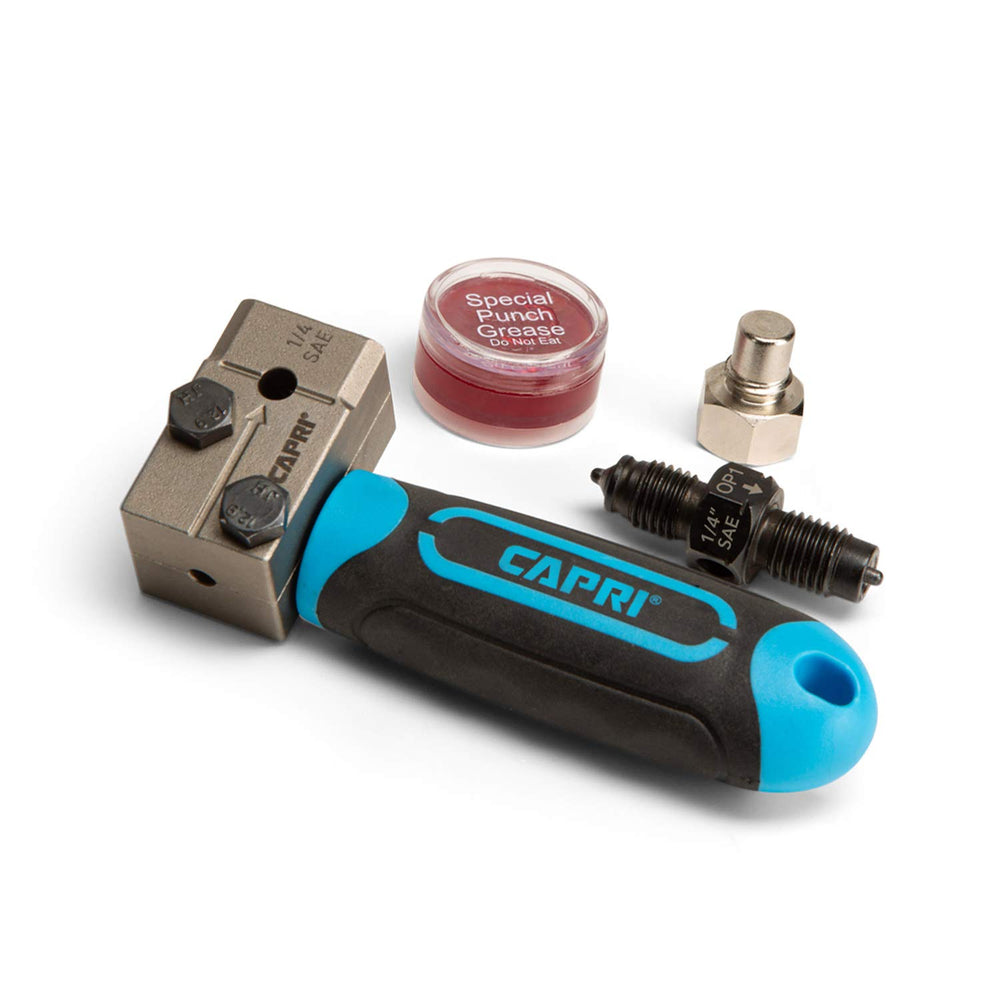 Capri Tools double flaring tool front view for precise 45-degree flares.