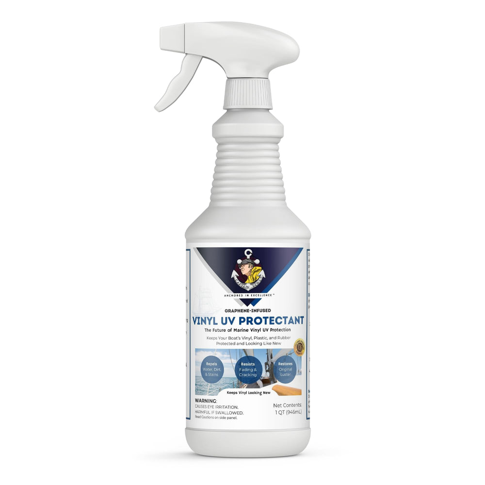 Captain Don's graphene vinyl protectant bottle pour enables even coverage and durability.