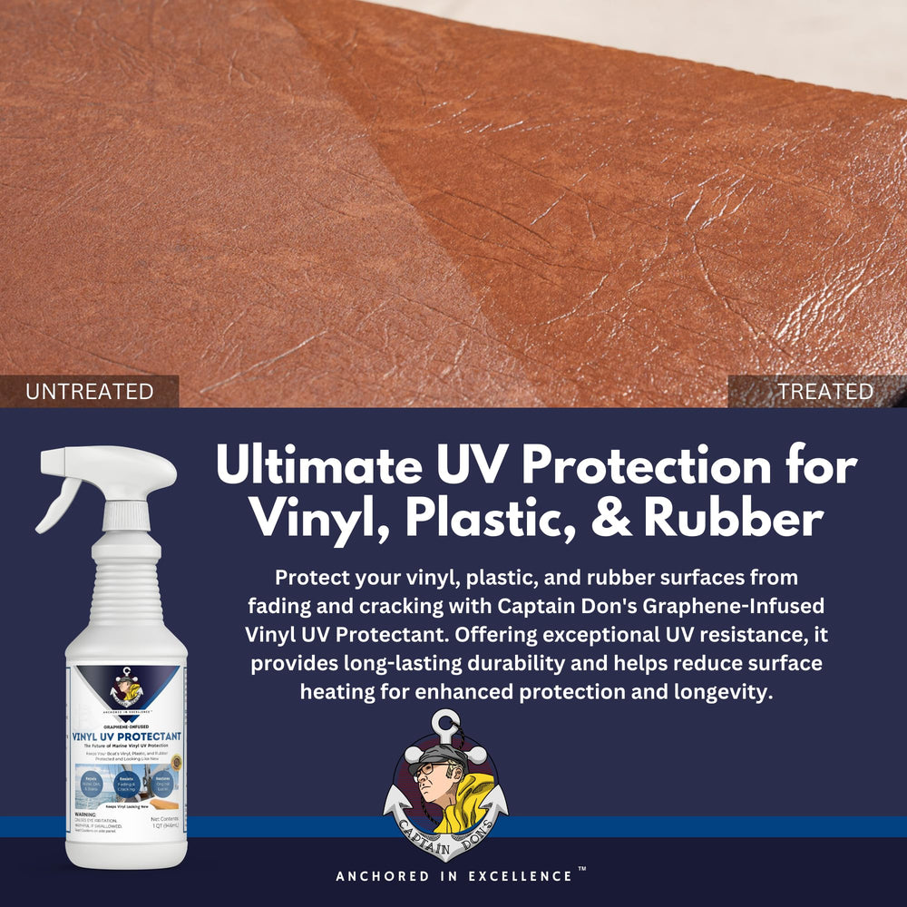 Captain Don's graphene vinyl protectant UV shield guards against sun fade and cracking.