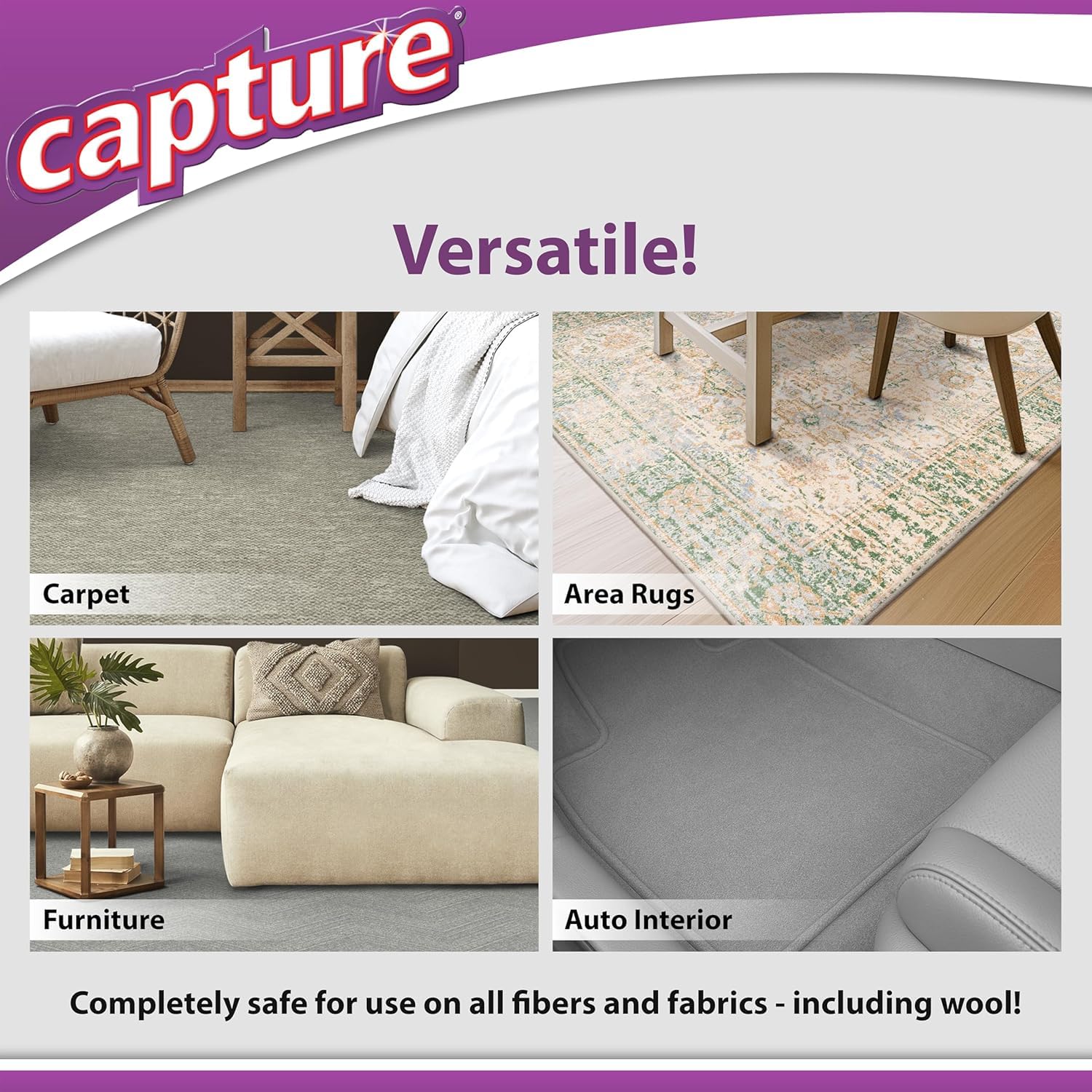 Fresh natural scent lingers after dry cleaning process on rugs