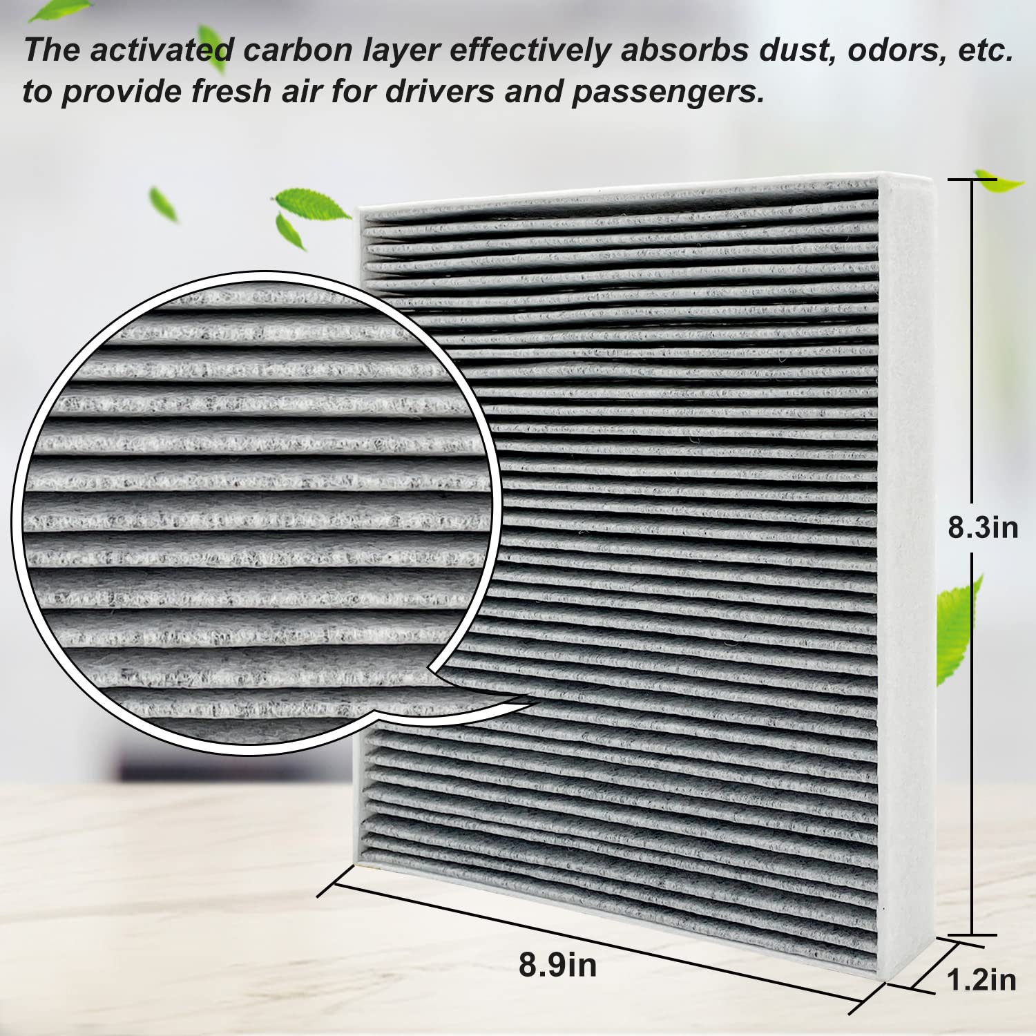 Detailed view of Capume JM133 four layers including carbon and HEPA media