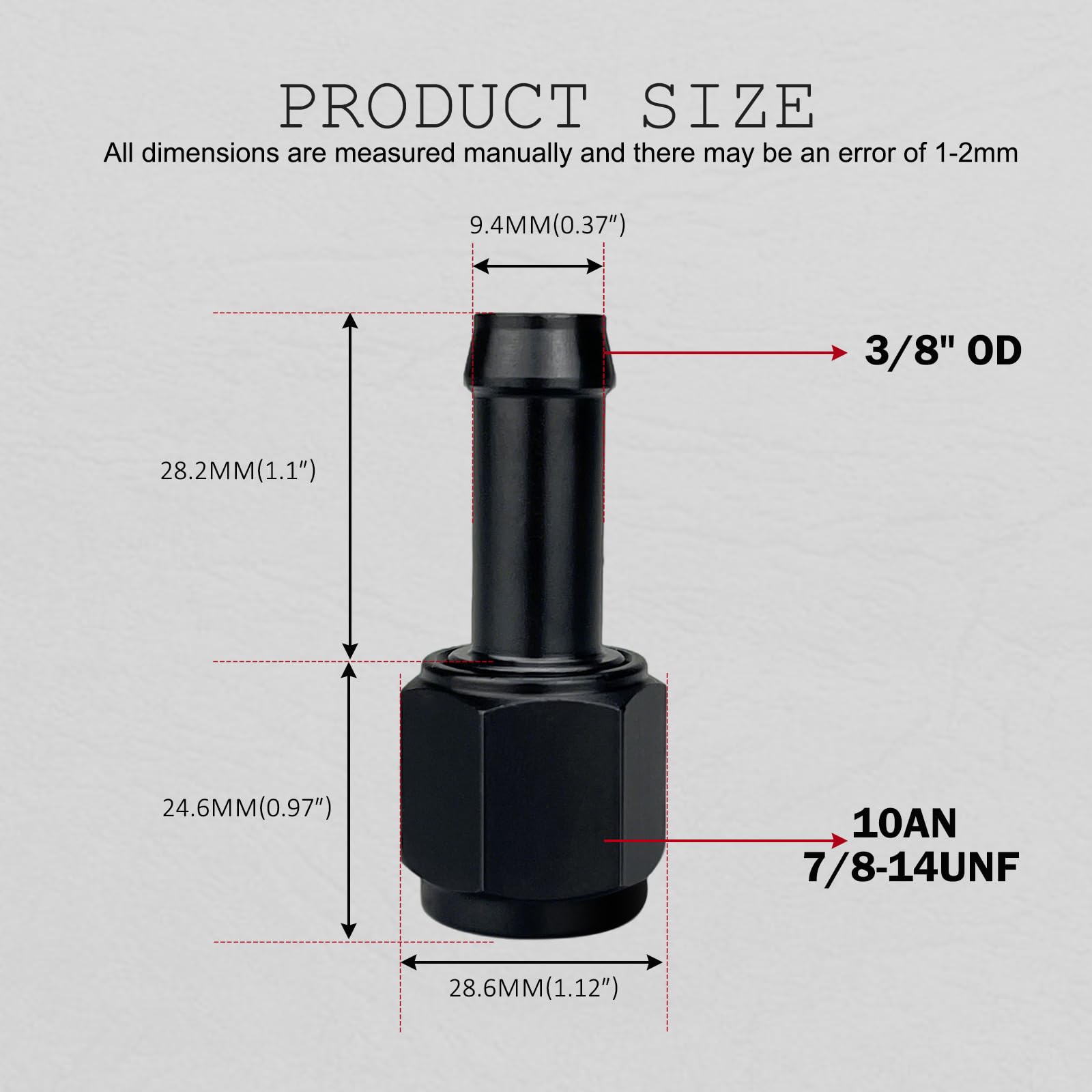 caqeg 10AN female-to-3/8 barb adapter swivels to prevent hose twist in installations