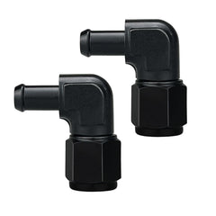 caqeg 8AN female to 3/8 barb 90-degree fitting for compact fuel line routing