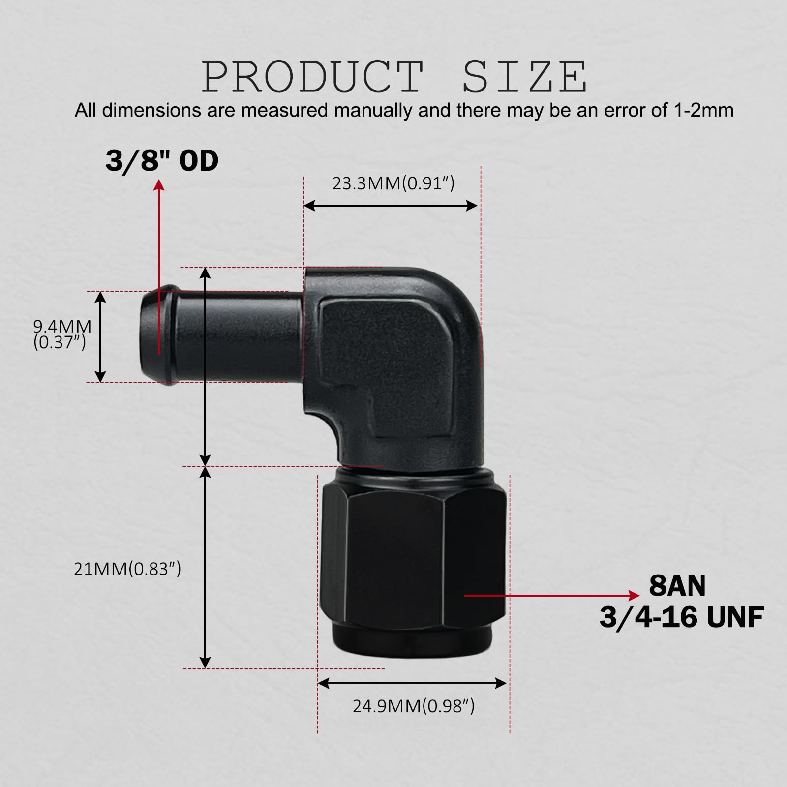 caqeg aluminum 6061-T6 black hose fitting provides lightweight strength