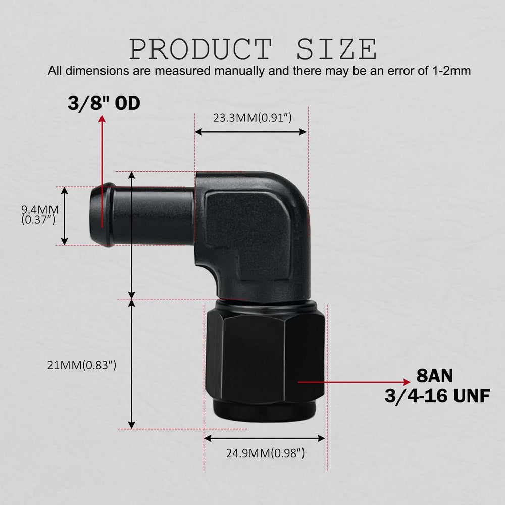 caqeg aluminum 6061-T6 black hose fitting provides lightweight strength