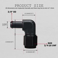 caqeg aluminum 6061-T6 black hose fitting provides lightweight strength