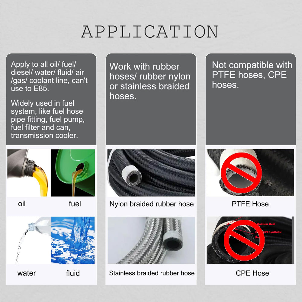 caqeg anodized fuel, oil, and water line fittings resist corrosion