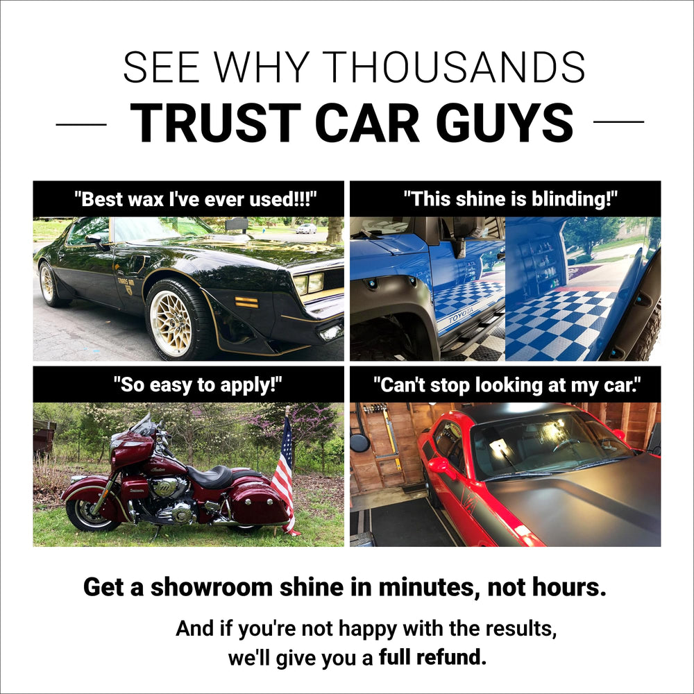 CAR GUYS Hybrid Wax safe on surfaces for paint, plastic and glass