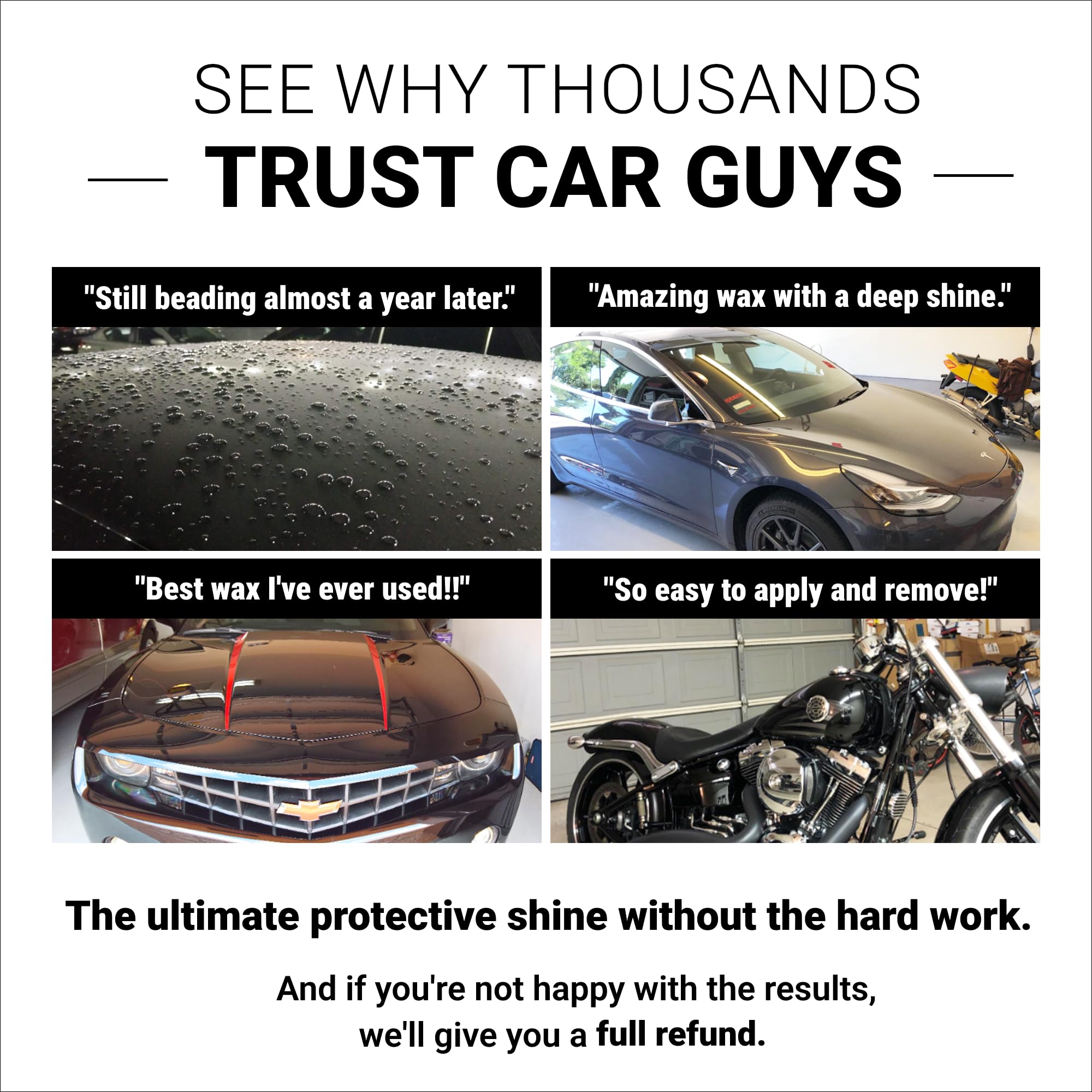 Water beading after CAR GUYS Liquid Wax for durable protection.