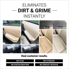 CAR GUYS Super Cleaner demonstrates multi-surface action on dashboard, upholstery, and fabrics.
