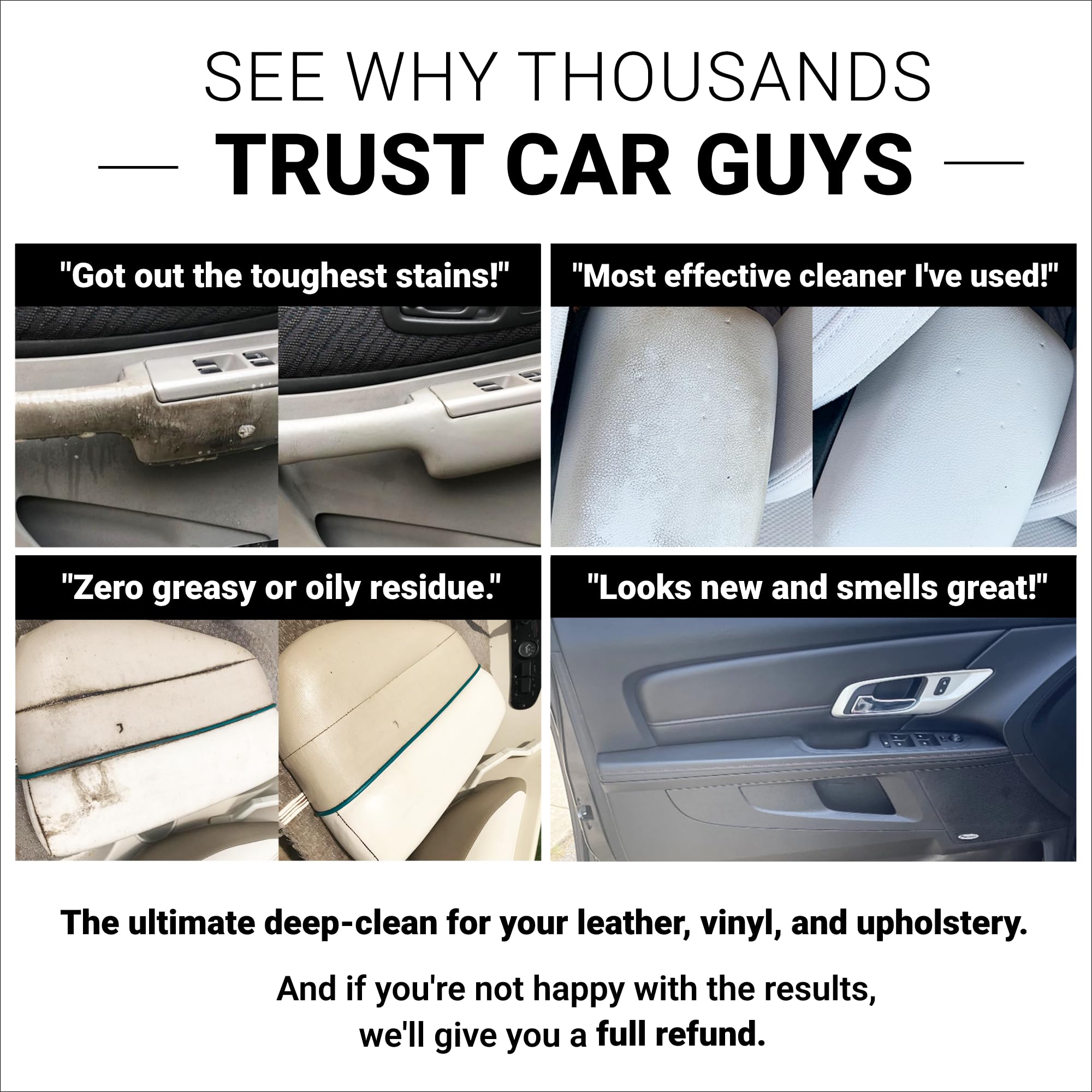 Upholstery and fabric stain removal using CAR GUYS Super Cleaner for renewed vibrancy.
