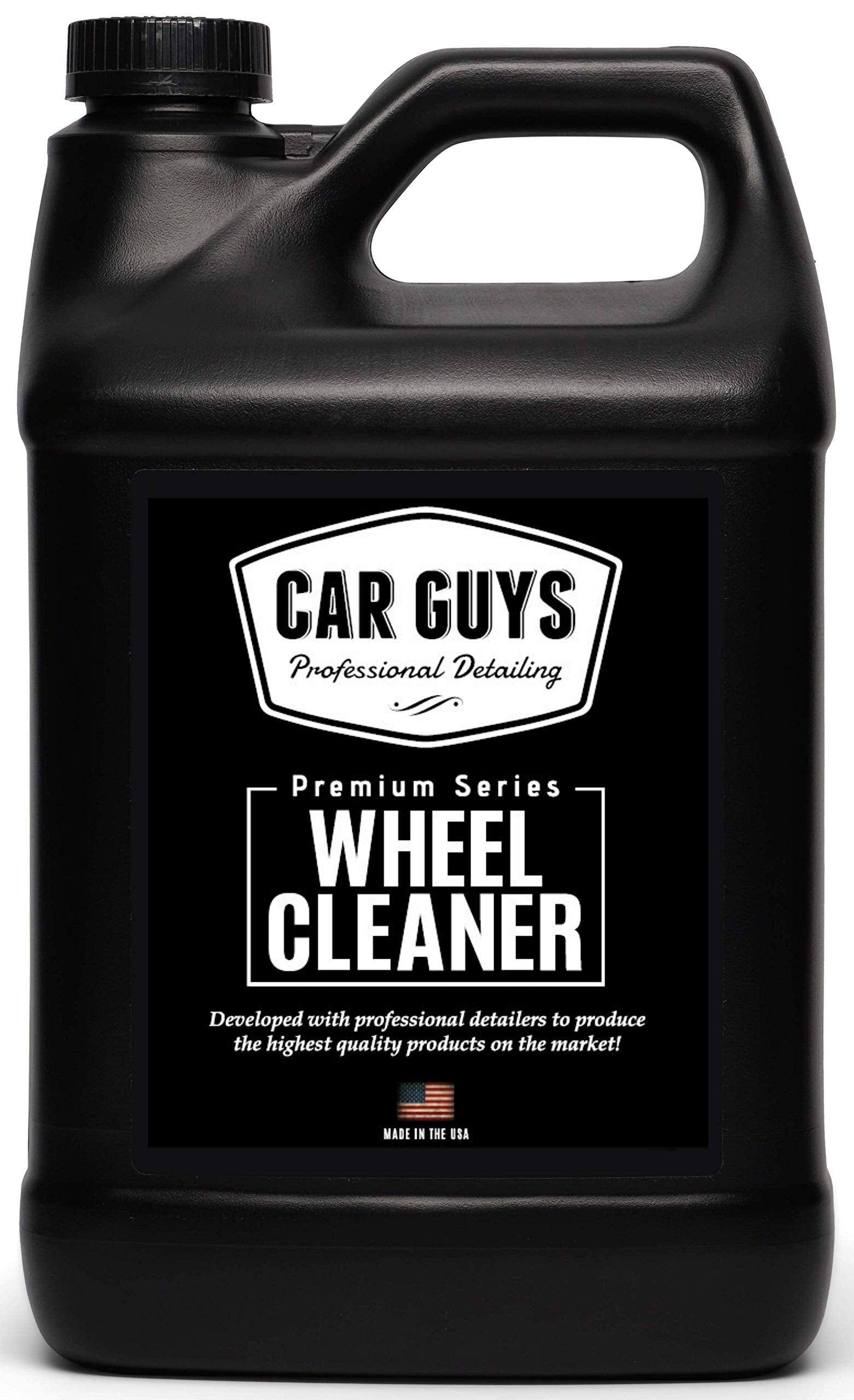 CAR GUYS Wheel Cleaner bottle label highlights concentrated safe formula for rims and tires