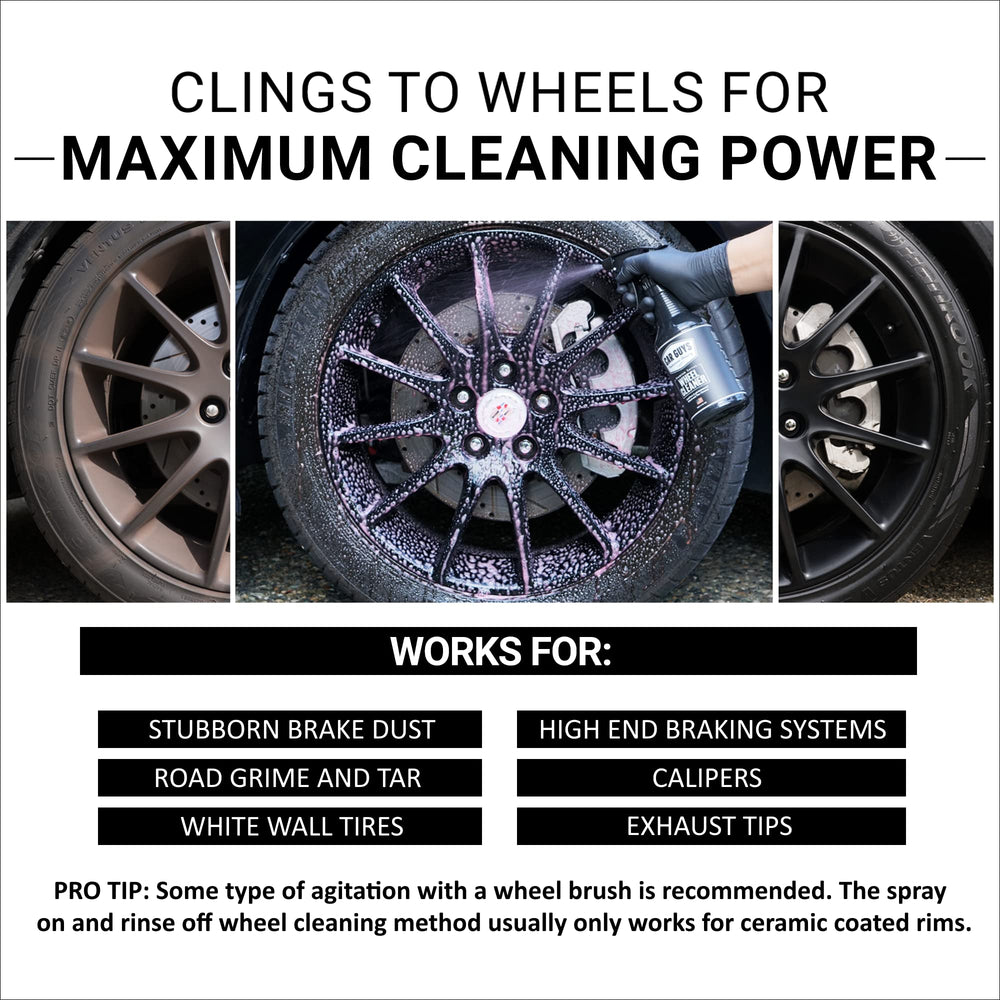 Calipers, rotors, and exhaust tips shine after CAR GUYS Wheel Cleaner