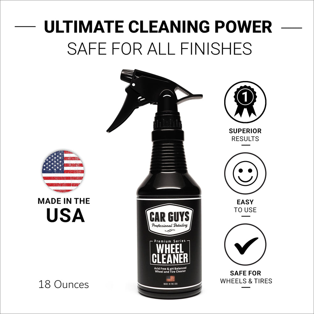 CAR GUYS Wheel Cleaner gel clings to wheel, maximizing dirt lift
