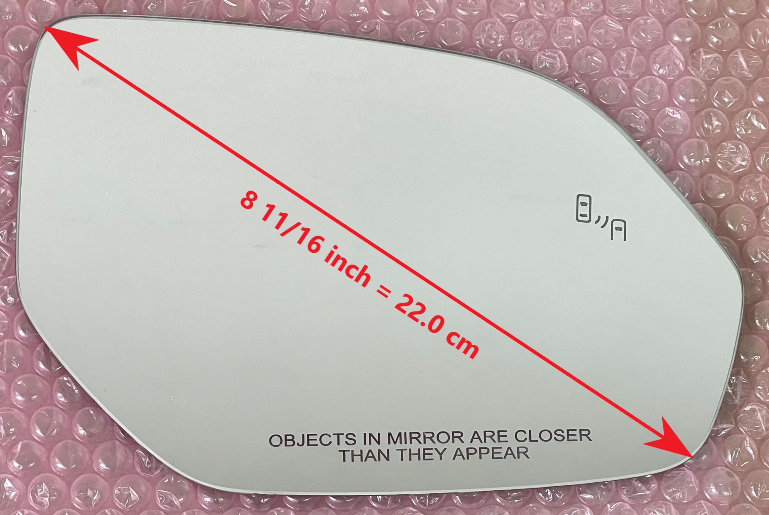 CAR MIRROR BAZAR full-size adhesive contoured to matching Atlas shape