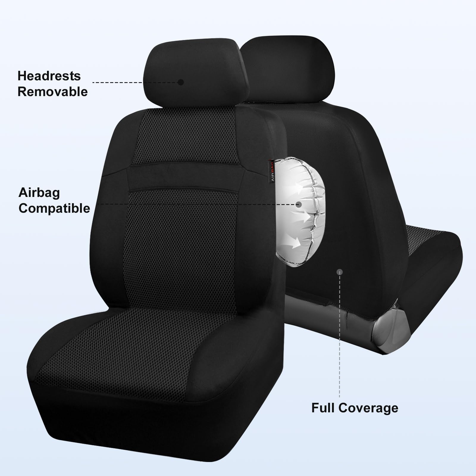CAR PASS 3D air mesh seat cover breathable texture detail.