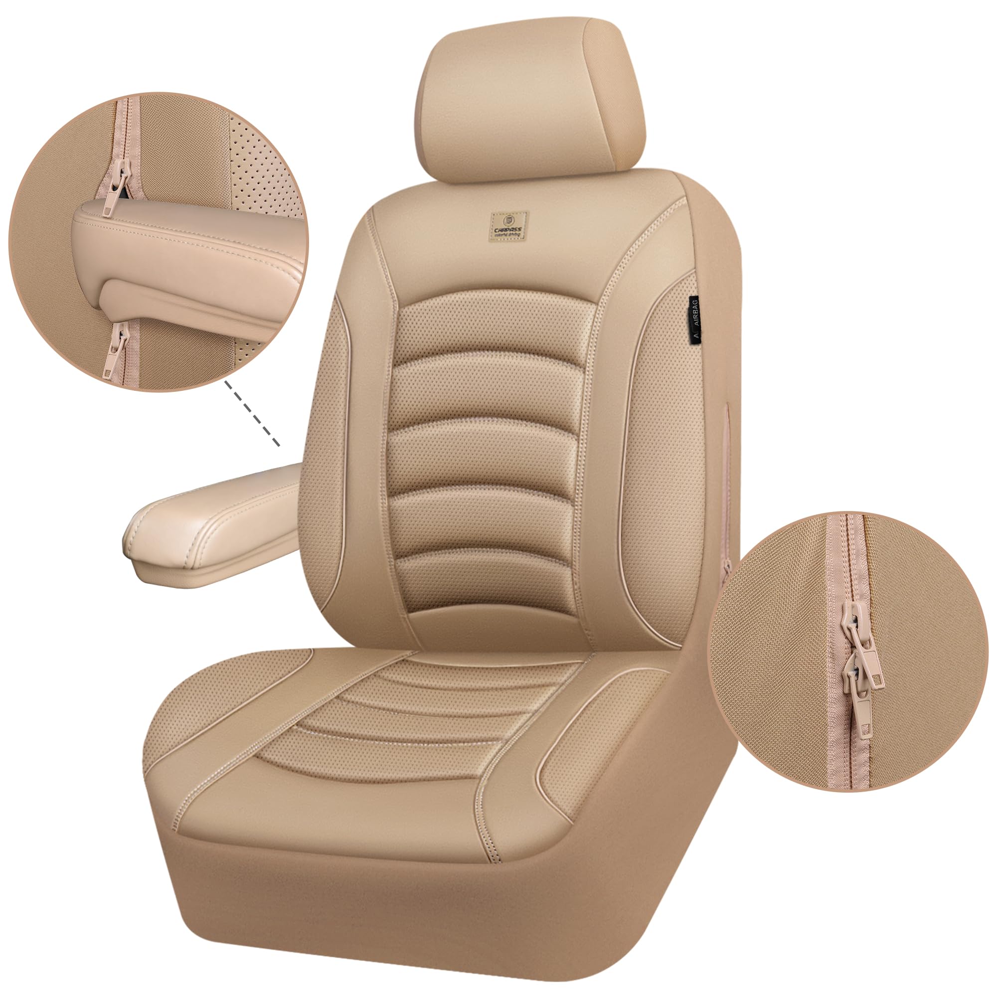 CAR PASS 3D foam leather seat cover universal fit works with most vehicles.