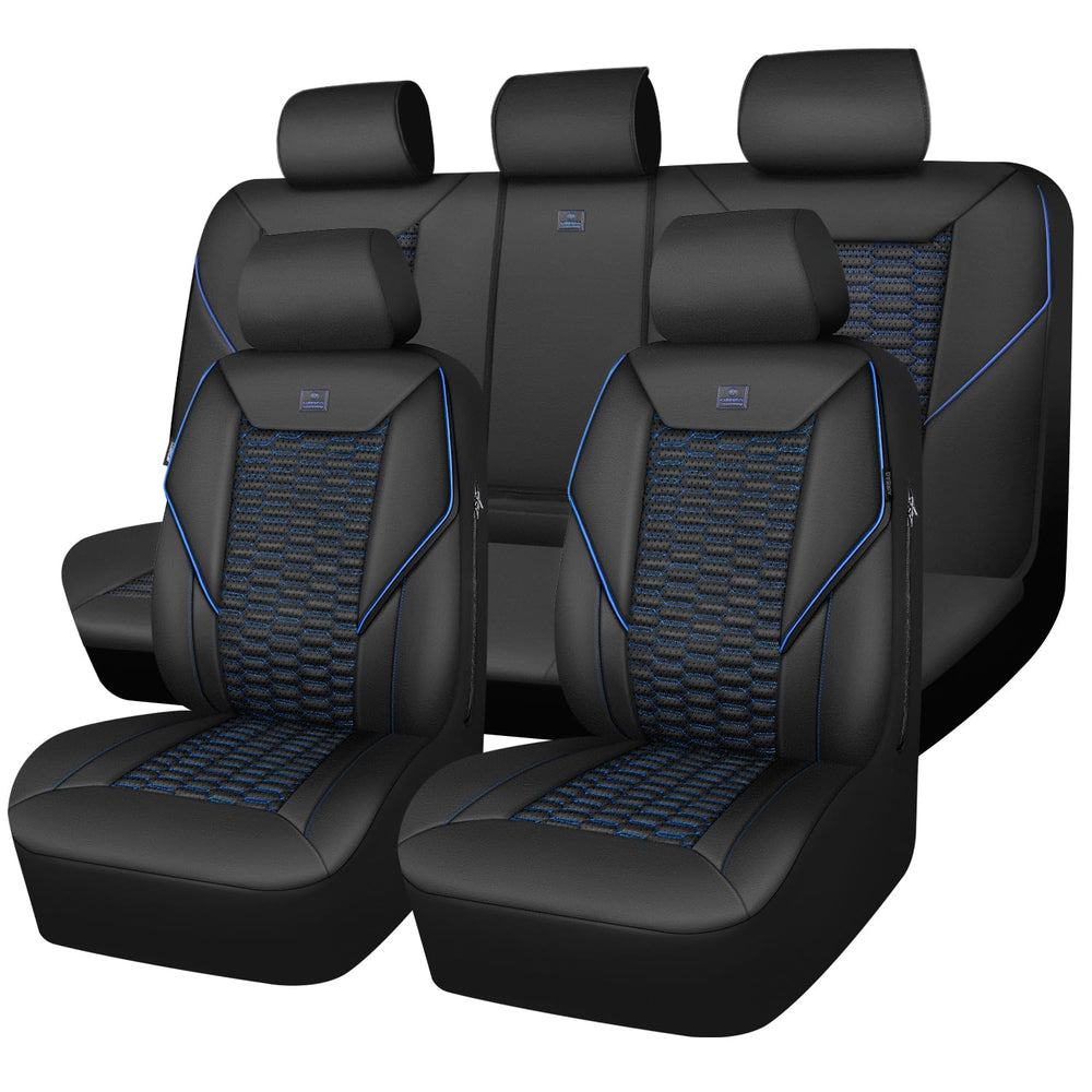 CAR PASS 3D Foam PU Leather Seat Covers full set for universal fit and luxury protection.