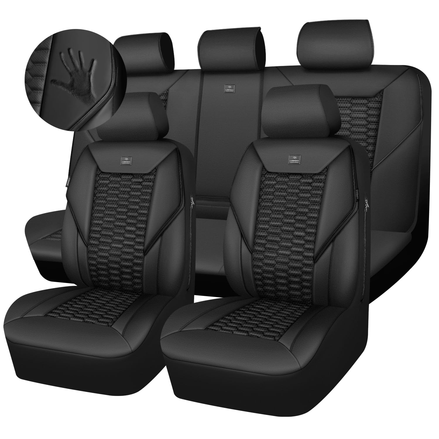 CAR PASS 3D foam PU leather seat covers full set protect seats with comfort and style.