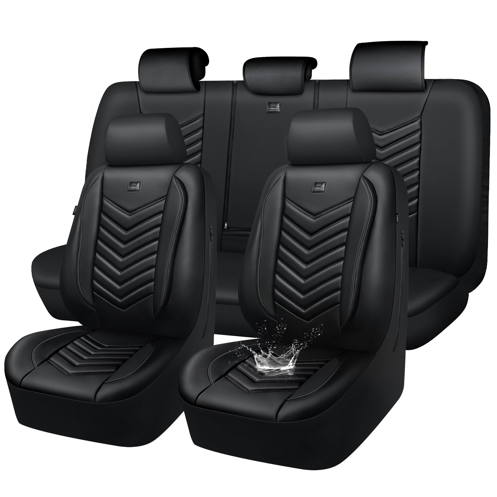 CAR PASS 3D foam seat cover full set showing complete protection and posture support