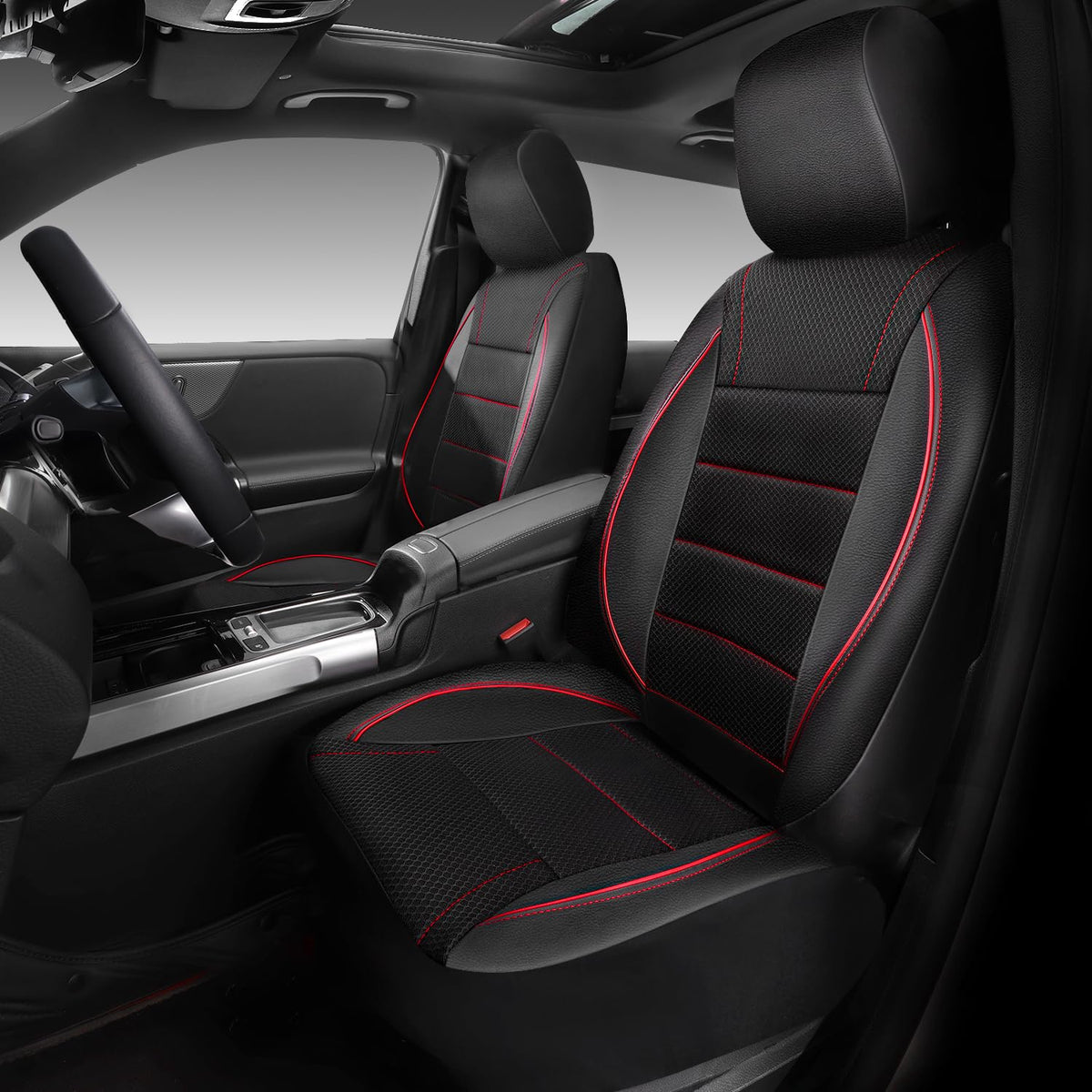 CAR PASS air mesh leather front seat cover keeps you cool on long drives.