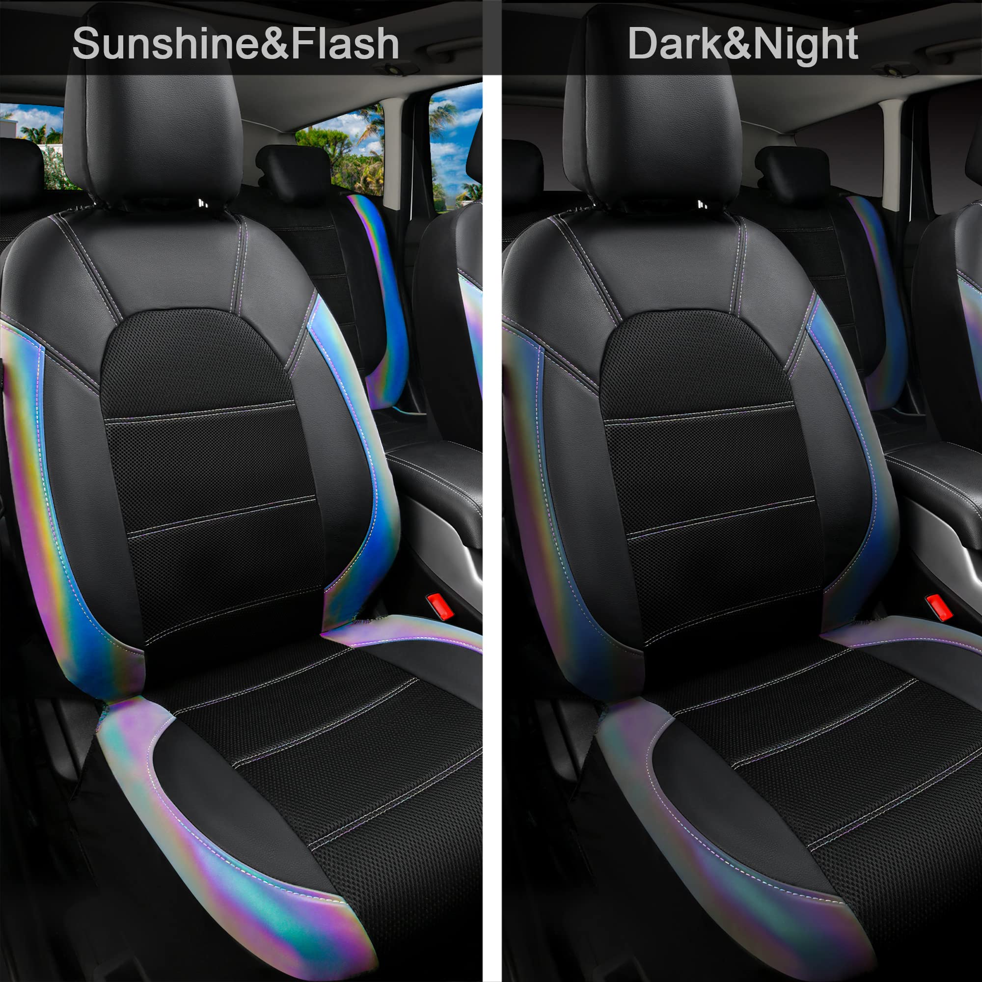 CAR PASS airbag-compatible front seat cover with openings for safety features.