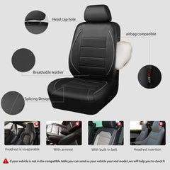 CAR PASS airbag-compatible leather seat cover emphasizing safety-conscious upgrade.