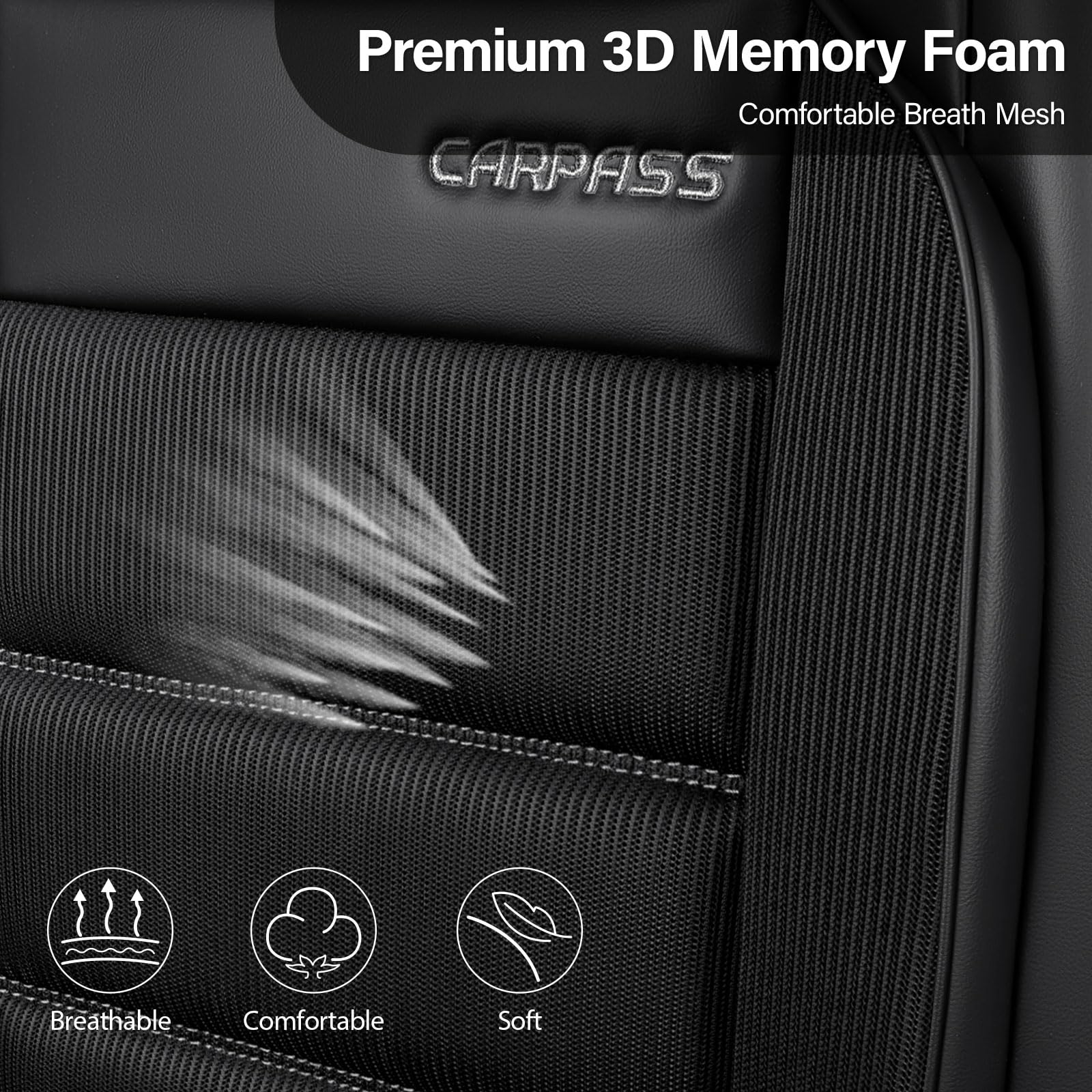 CAR PASS airbag-compatible seat cover front preserves safety features during emergencies.