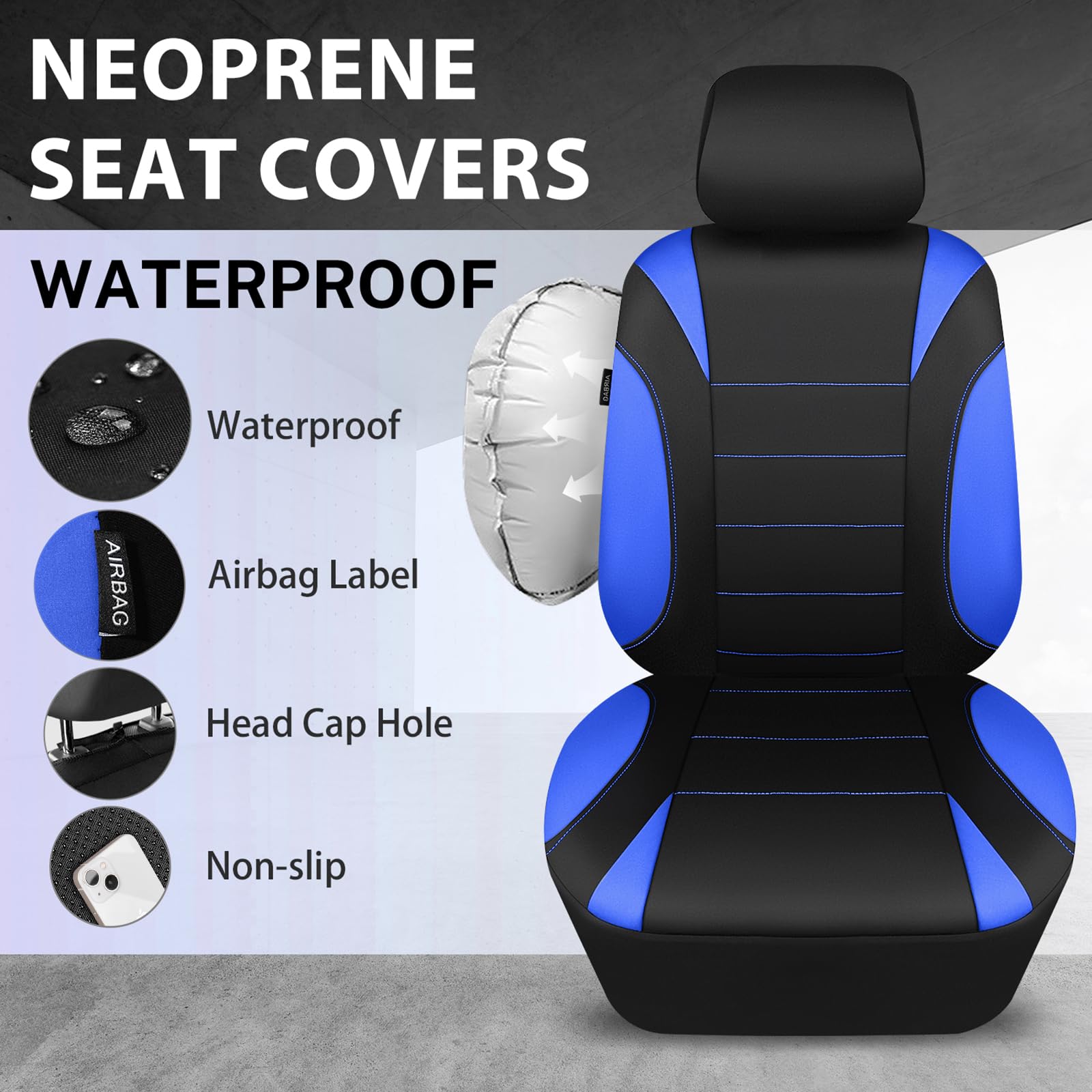 CAR PASS airbag-compatible seat cover side stitch maintains safe deployment