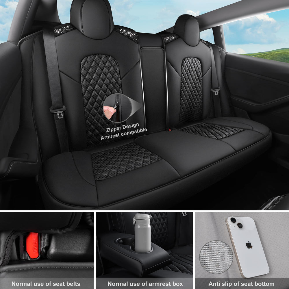 CAR PASS airbag-safe seat cover design ensures compatibility for Tesla Model 3.