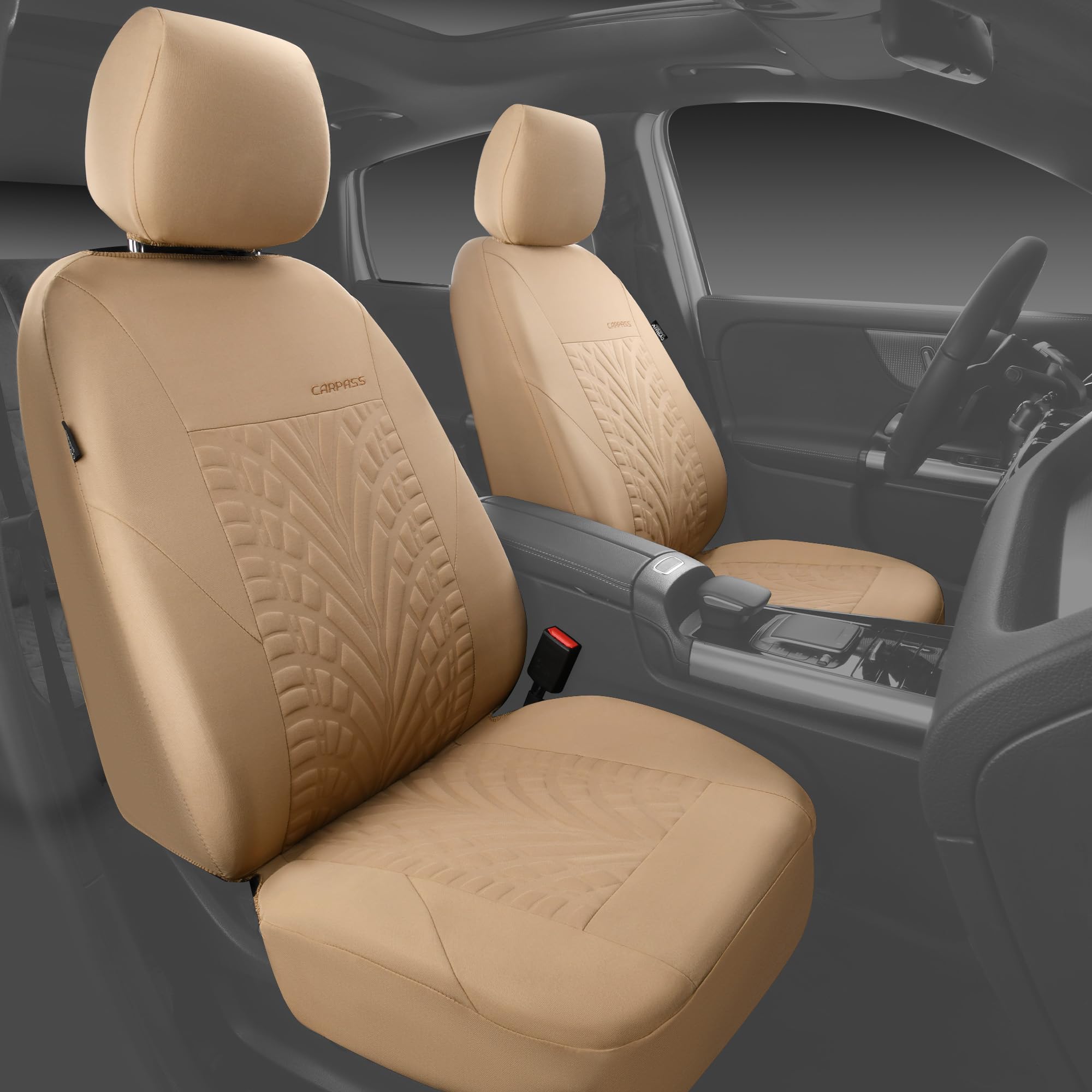 CAR PASS all-beige interior seat covers harmonize cabin aesthetics