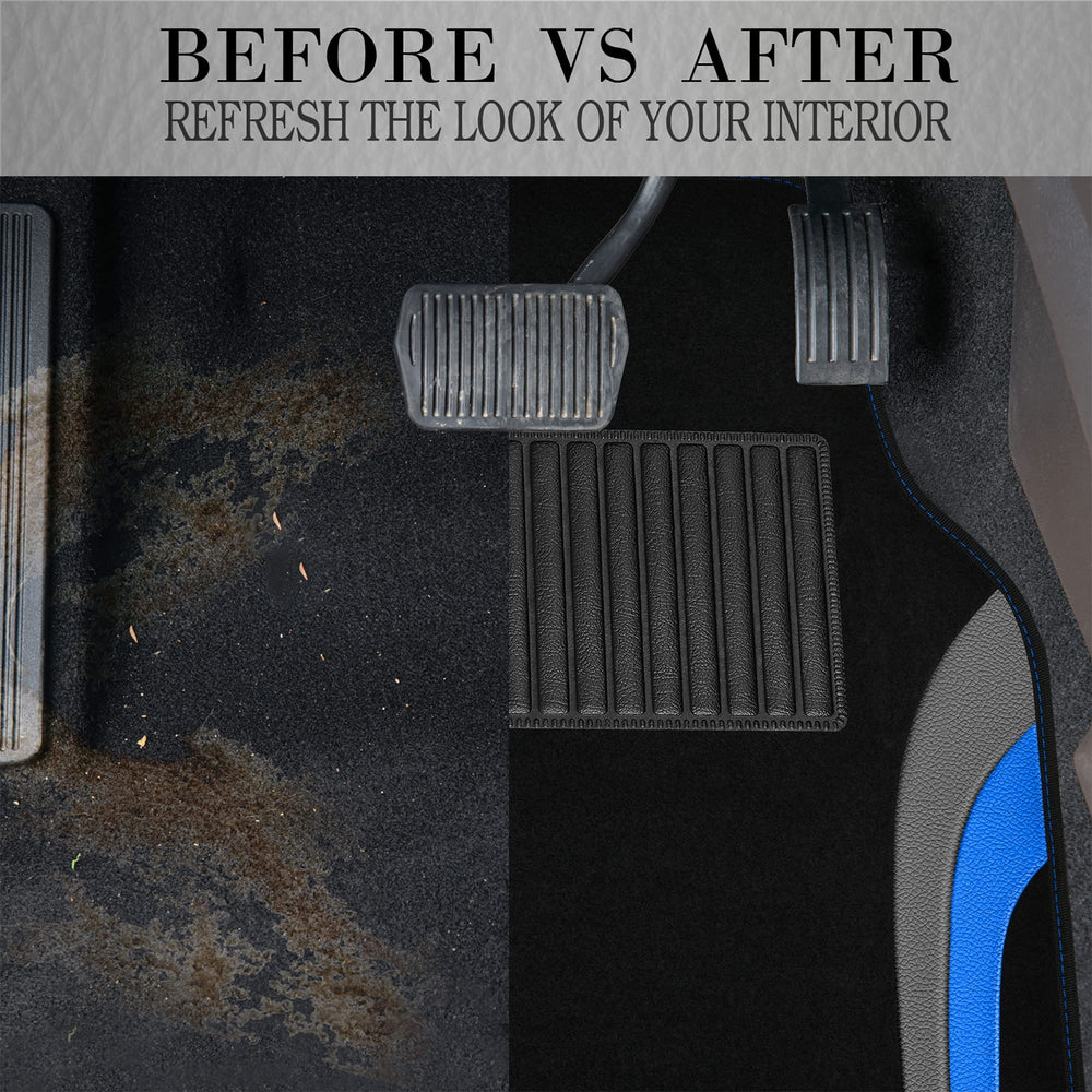 CAR PASS blue-accented floor mats set, universal coverage for interiors.